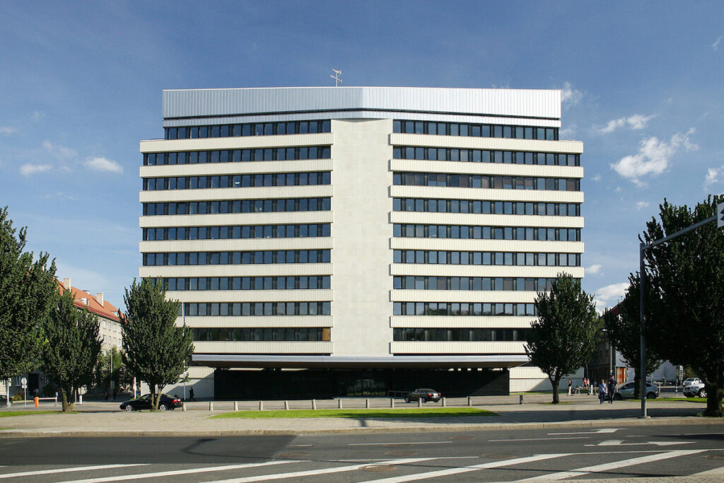 A modernist building