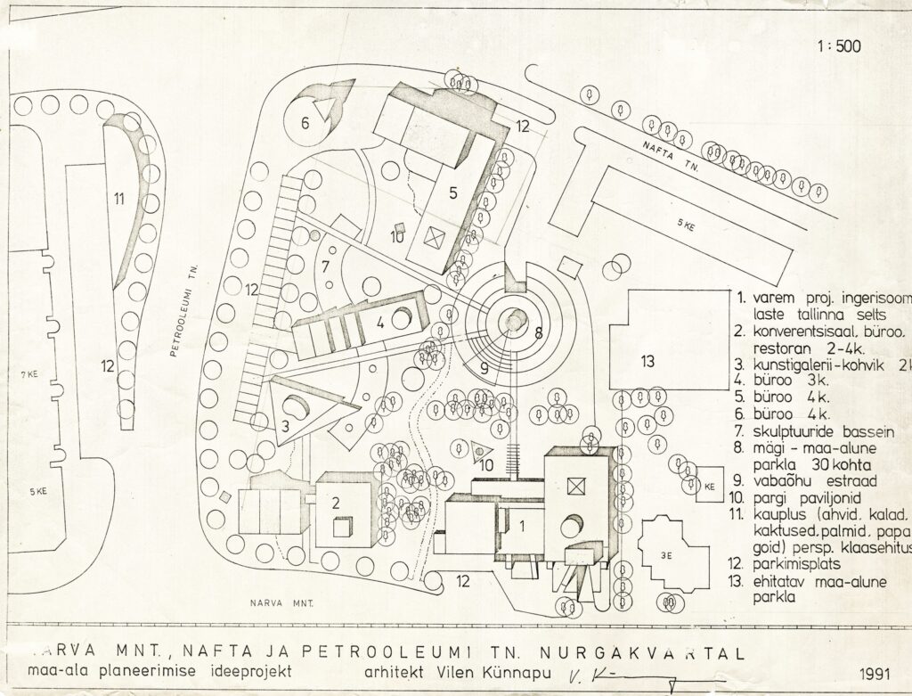 Narva mnt ja Nafta tänava kvartali maa-ala planeerimiskava. Vilen Künnapu, 1991