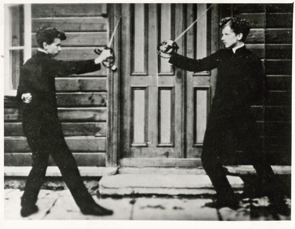 Karl Tarvas was interested in photography. Photomontage of the two Karls in front of their home on Endla Street in Tallinn, ca. 1906