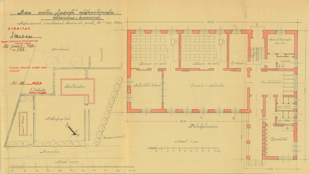 Lagedi algkooli põhiplaan. August Volberg, 1936–1937